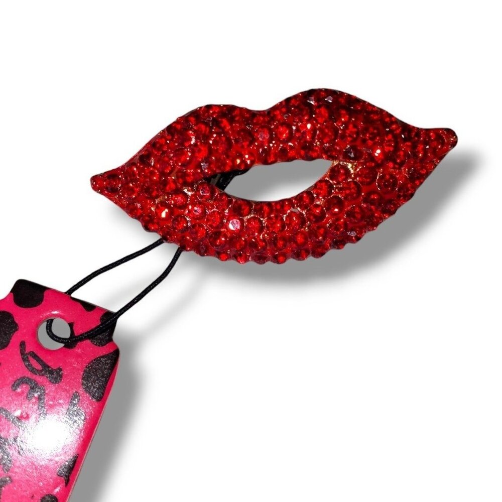 Sexy lips Brooch Red Crystals Gold Tone Trendy 👄" first date "